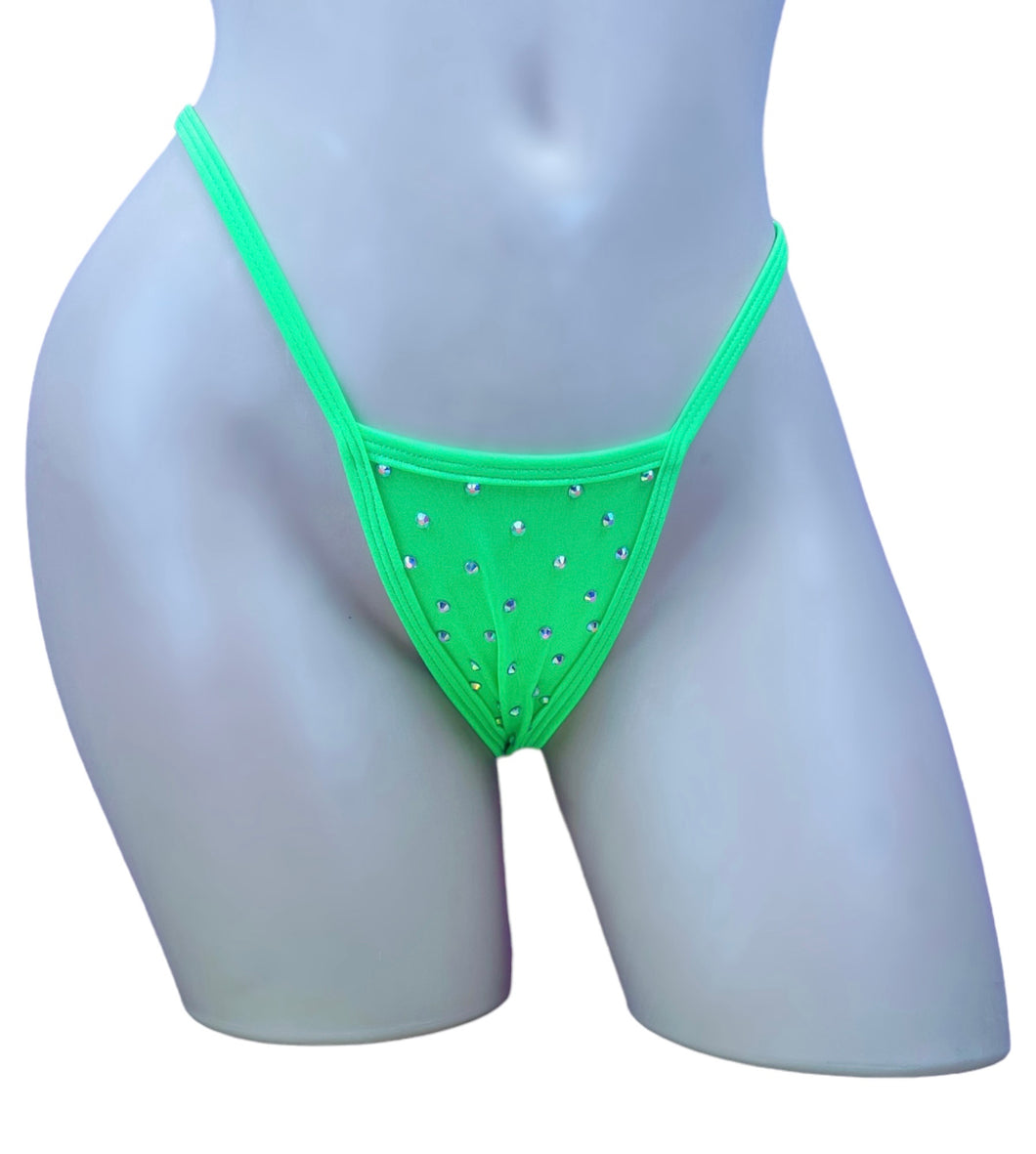 Encrusted $tripper Thong - Lime Green