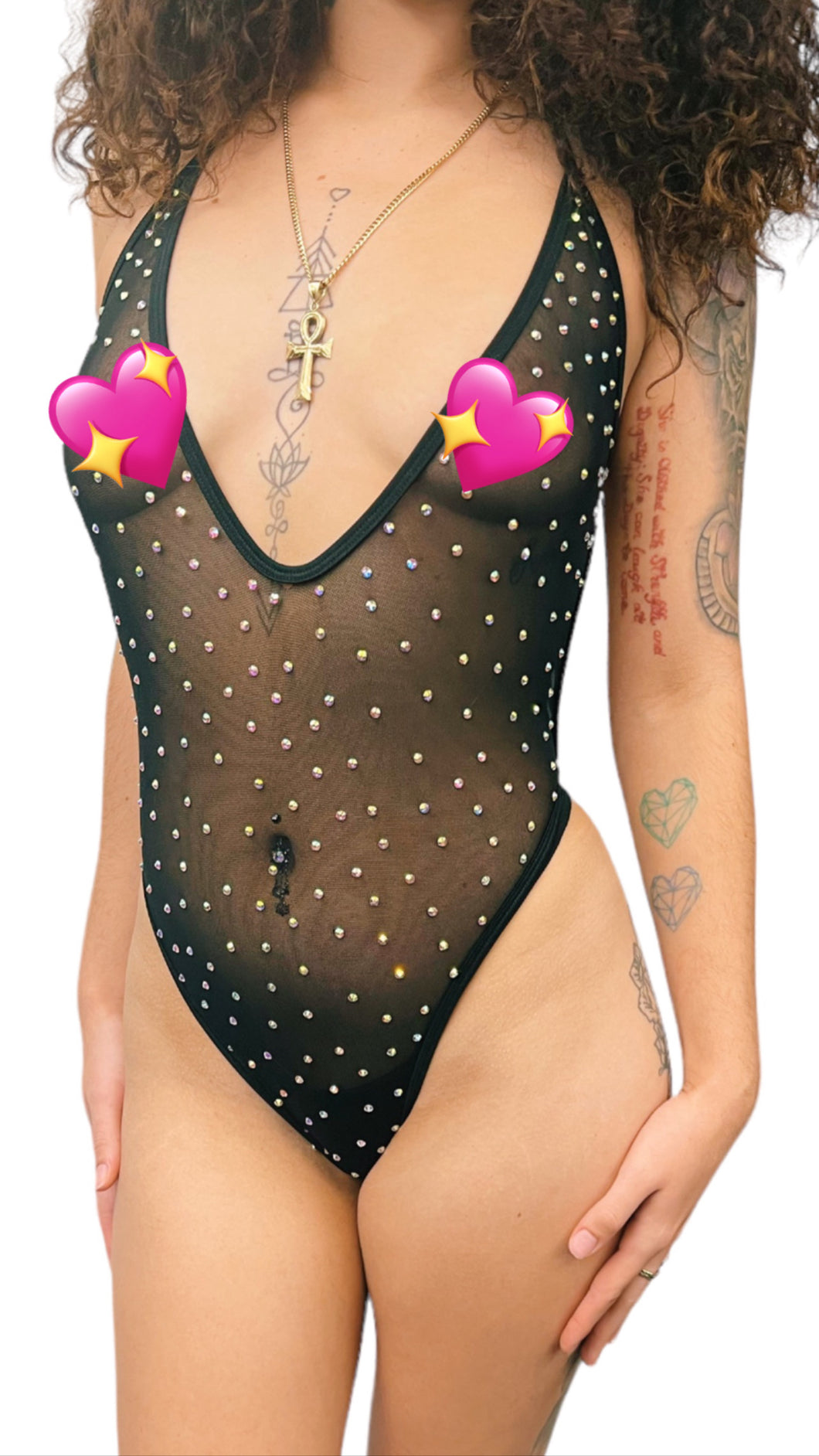 Sheer Mesh Bodysuit - Black -LUX Collection-